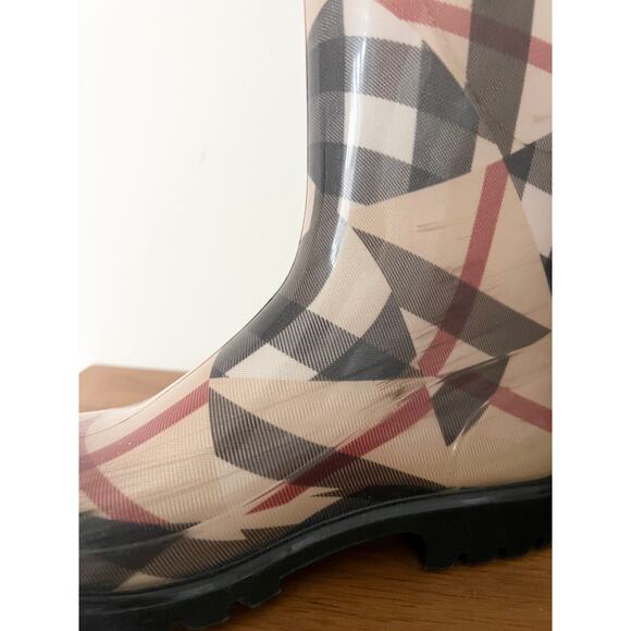 Burberry Round Toe Rubber Rain Boots Beige Women's Size 35 / 5 - Picture 8 of 16